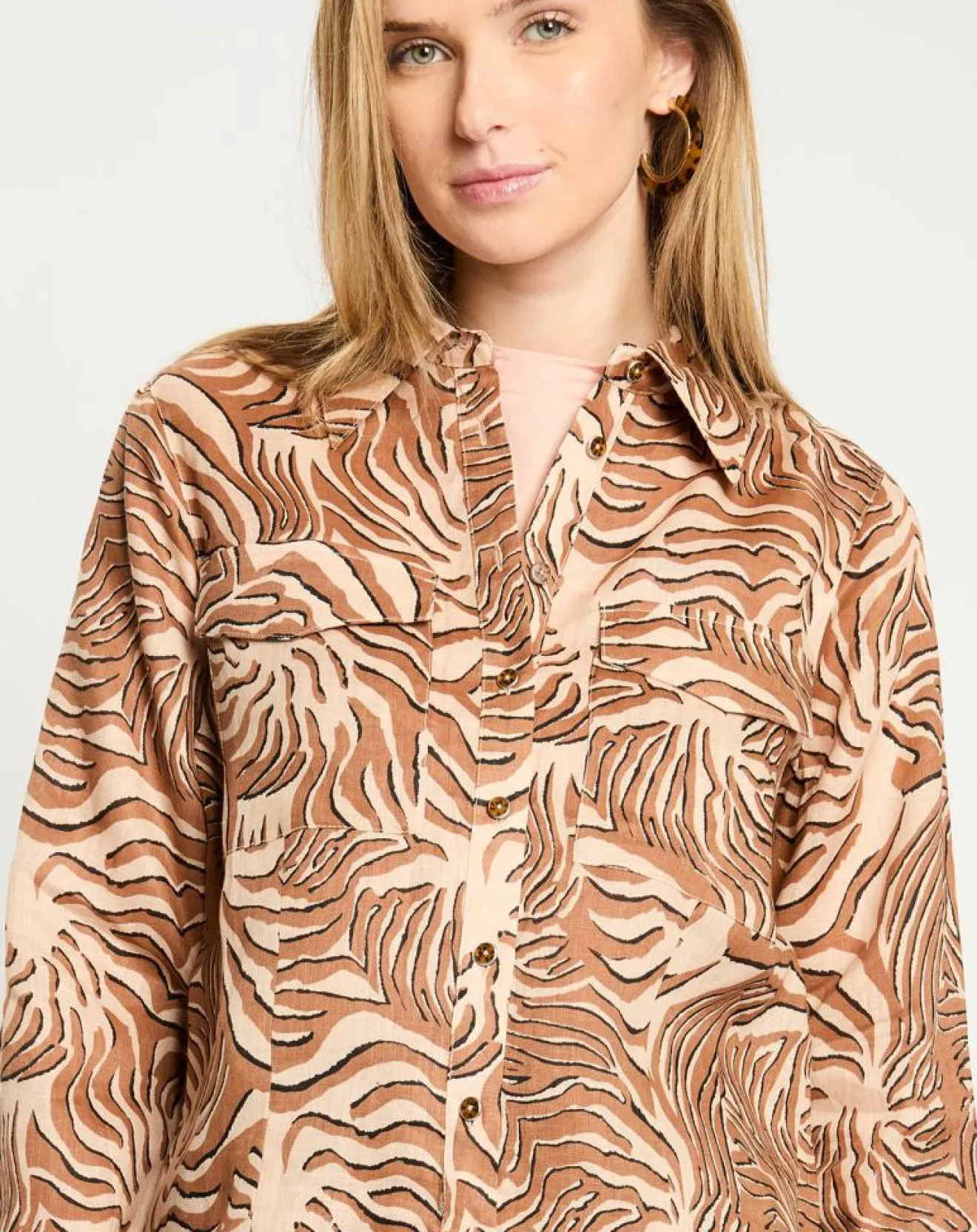 Femme Scotch & Soda Chemise 100% Lin imprimée corail beige