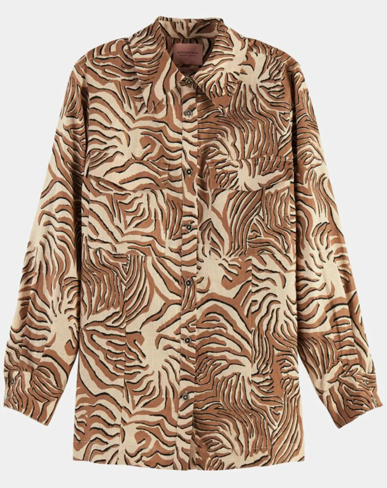 Femme Scotch & Soda Chemise 100% Lin imprimée corail beige