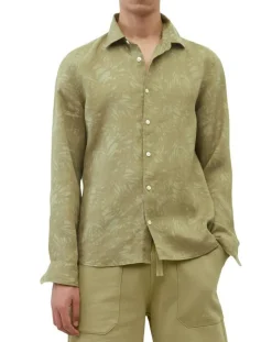 Homme Marc O'Polo Chemise 100% Lin manches longues Sf kaki clair