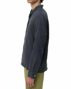 Homme Marc O'Polo Chemise 100% Lin manches longues Mao Sf bleu marine