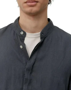 Homme Marc O'Polo Chemise 100% Lin manches longues Mao Sf bleu marine