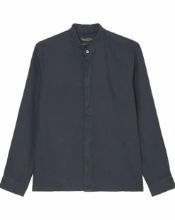 Homme Marc O'Polo Chemise 100% Lin manches longues Mao Sf bleu marine