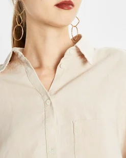 Clearance Marc O'Polo Chemise 100% Lin manches longues Poche beige