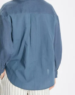 Femme Marc O'Polo Chemise 100% Lin sans manches Col bleu moyen