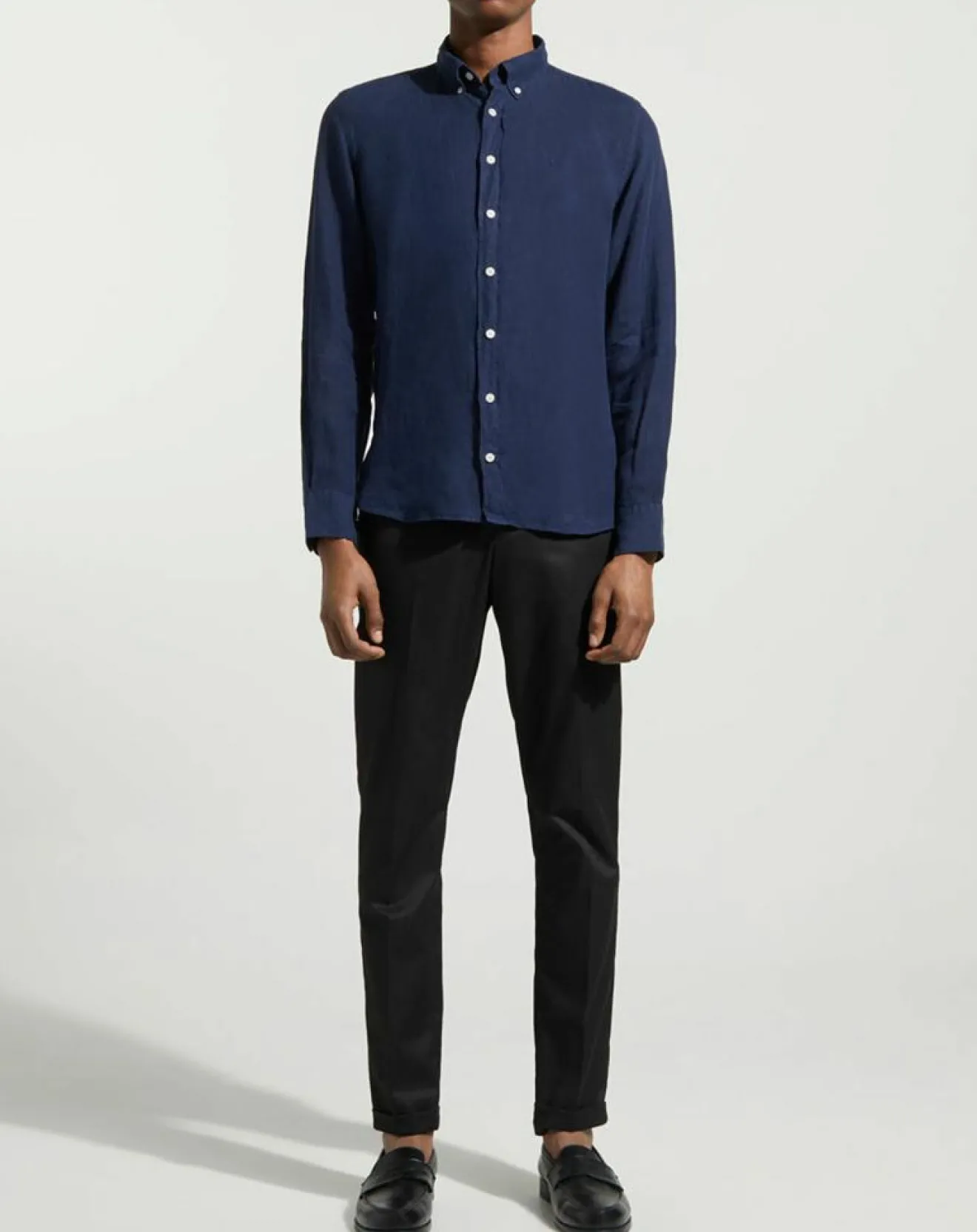 Homme Hackett London Chemise 100% Lin Slim Fit bleu foncé