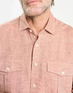 Best Hackett London Chemise 100% Lin Slim Fit double poche orange moyen