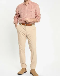 Best Hackett London Chemise 100% Lin Slim Fit double poche orange moyen