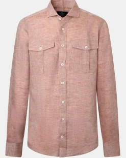 Best Hackett London Chemise 100% Lin Slim Fit double poche orange moyen