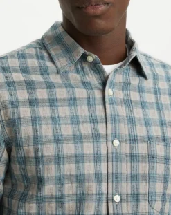 Homme Dockers Chemise Alpha Icon Slim Fit à carreaux bleu/gris