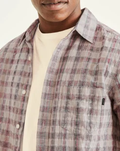 Homme Dockers Chemise Alpha Icon Slim Fit à carreaux bleu/rouge