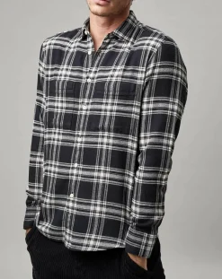 Homme Marc O'Polo Chemise Carreaux Double Poches Oversize noir/blanc