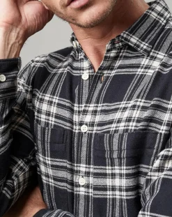 Homme Marc O'Polo Chemise Carreaux Double Poches Oversize noir/blanc