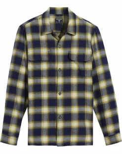 Clearance Dockers Chemise Classique LS Camp à carreaux touché flanelle bleu marine/jaune