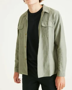 Clearance Dockers Chemise classique LS Camp kaki clair/gris