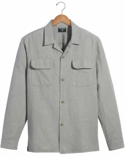 Clearance Dockers Chemise classique LS Camp kaki clair/gris