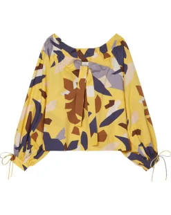 New Marc O'Polo Chemise Col Lavalière jaune/multicolore