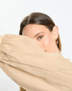 Outlet Marc O'Polo Chemise Col Mao Poche beige moyen