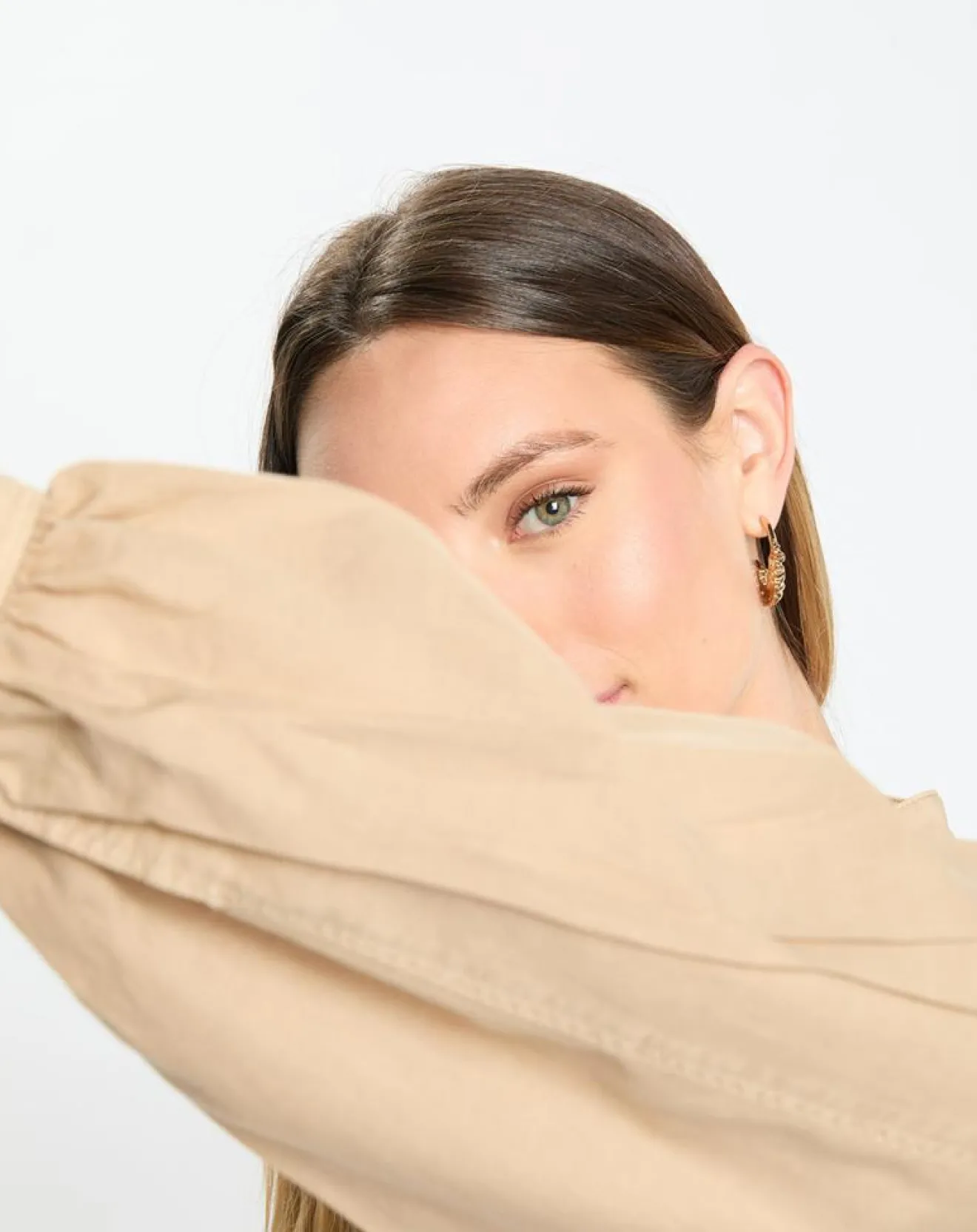 Outlet Marc O'Polo Chemise Col Mao Poche beige moyen