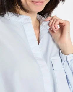 Online Marc O'Polo Chemise Col Mao Poche bleu clair