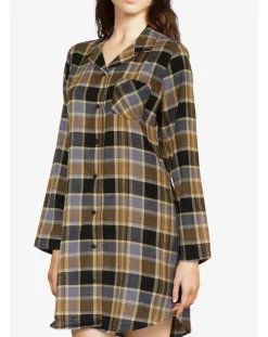 Femme Femilet Chemise de nuit Ecossais imprimée marron/noir