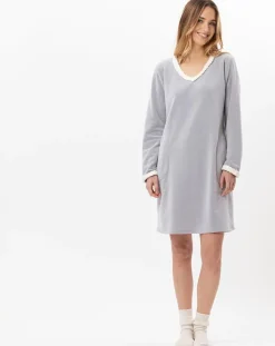 Femme Le Chat Chemise de nuit en micropolaire Douce gris chiné