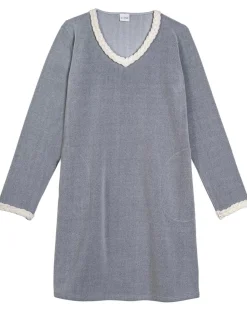 Femme Le Chat Chemise de nuit en micropolaire Douce gris chiné