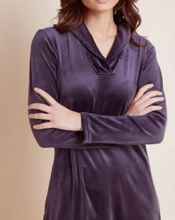 Femme Le Chat Chemise de nuit en Velours Paola marine