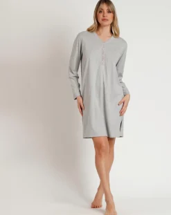 Best Admas Chemise de nuit Pink Hearts B gris chiné