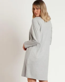 Best Admas Chemise de nuit Pink Hearts B gris chiné