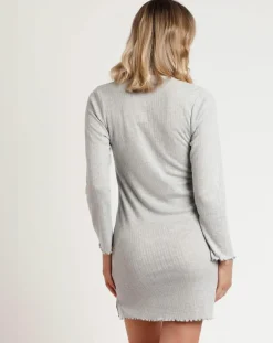 Femme Admas Chemise de nuit Soft Côtelée C gris chiné