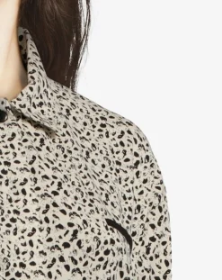 Hot Femilet Chemise de pyjama Flower imprimée beige/noir