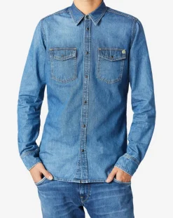Homme Pepe Jeans Chemise droite en jean Archive bleue