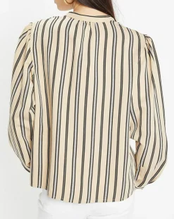 Femme Galeries Lafayette Chemise droite Laurie à rayures beige/noir