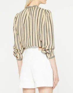 Femme Galeries Lafayette Chemise droite Laurie à rayures beige/noir