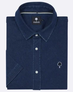 Homme Faguo Chemise droite Vallon marine