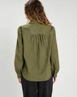 Hot The Korner Chemise en Coton & Lin Ava kaki