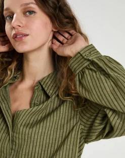 Hot The Korner Chemise en Coton & Lin Ava kaki