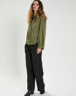 Hot The Korner Chemise en Coton & Lin Ava kaki