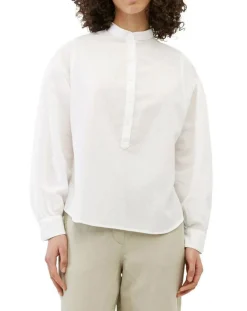 Femme Marc O'Polo Chemise en Coton & Lin Col Tunis blanche
