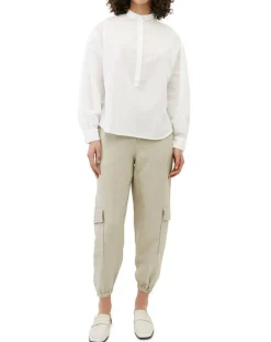 Femme Marc O'Polo Chemise en Coton & Lin Col Tunis blanche