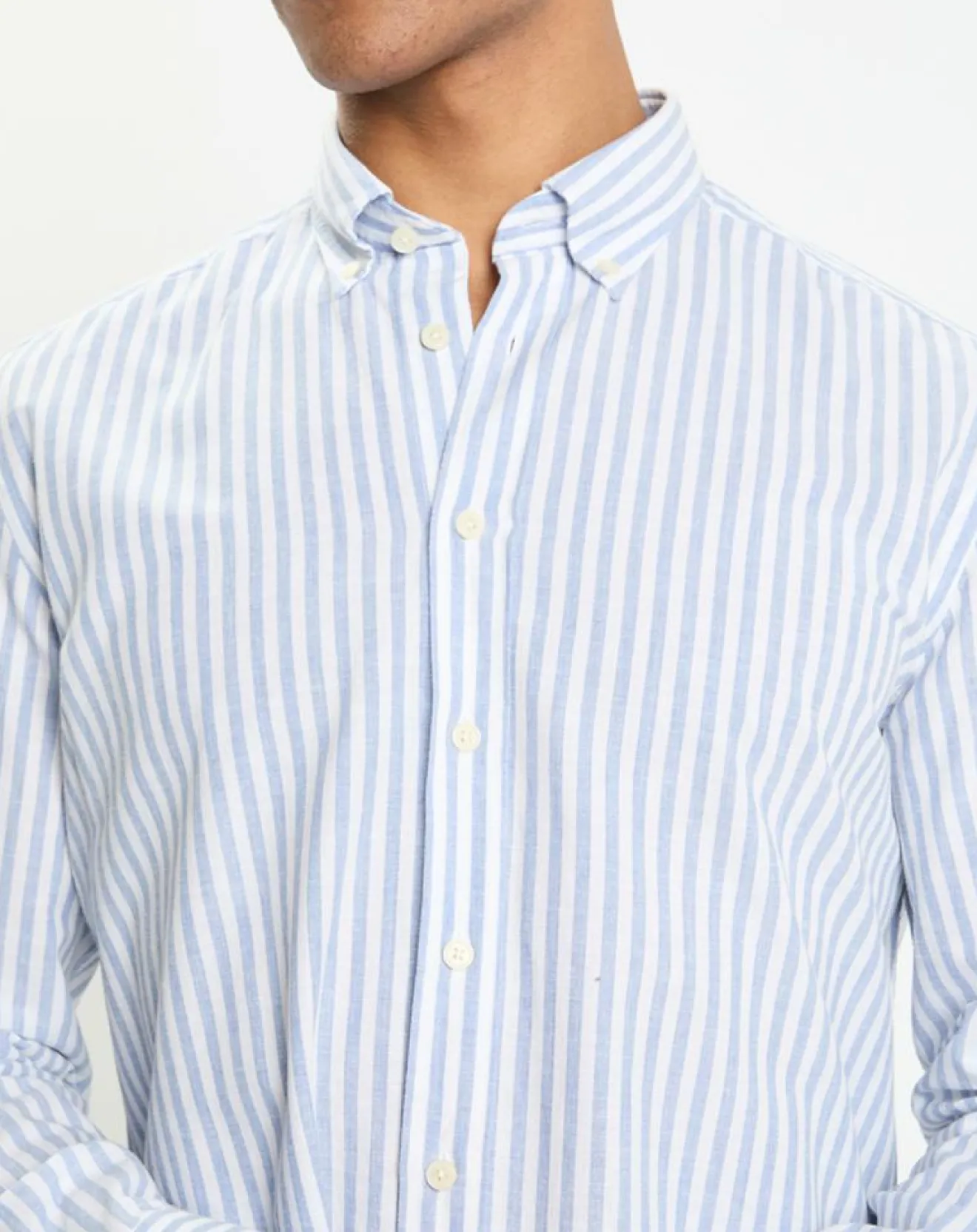 Homme Hackett London Chemise en Coton & Lin Slim Fit à rayures bleu/blanc