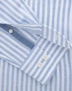 Homme Hackett London Chemise en Coton & Lin Slim Fit à rayures bleu/blanc