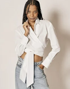 Femme Recc Chemise en Coton à nouer Adi blanche