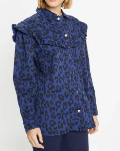 Femme Galeries Lafayette Chemise en Coton bio Candy imprimé léopard bleu/noir