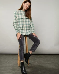 Femme Hartford Chemise en Flanelle Claudius à carreaux verte