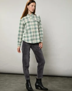 Femme Hartford Chemise en Flanelle Claudius à carreaux verte