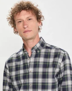 Homme Hackett London Chemise en Flanelle Héritage Tartan Ecosse vert/bleu