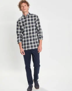 Homme Hackett London Chemise en Flanelle Héritage Tartan Ecosse vert/bleu