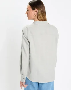 Femme Marc O'Polo Chemise en Flanelle manches ballons gris clair