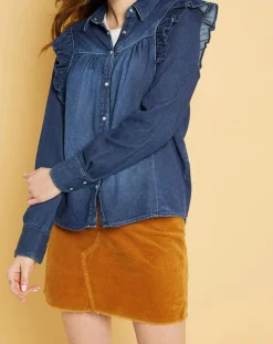 Acquaverde Chemise en jean Blue Gilda aged wash